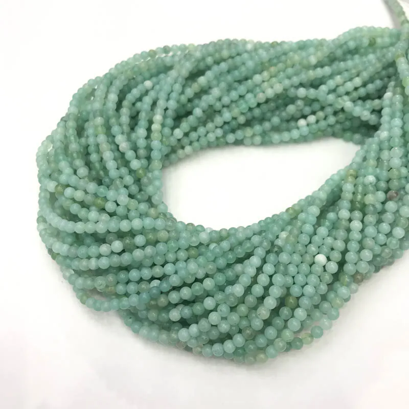 Natural Multi-Color Amazonite Gemstone 2mm Large Hole Round Beads Free Shipping 
