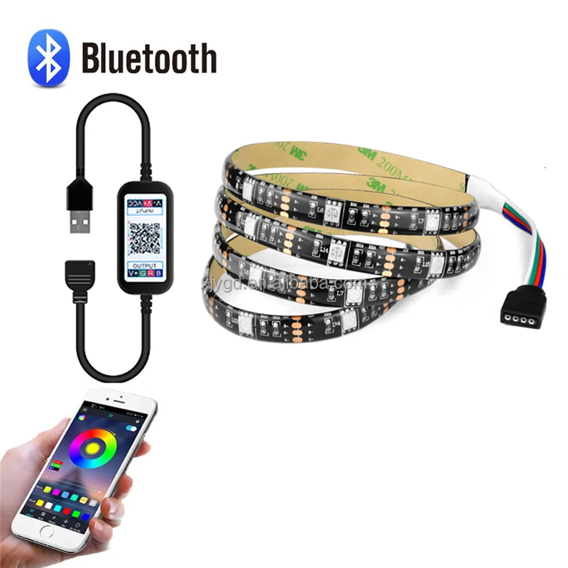5M Wireless APP Intelligent Remote RGB LED Strip Lights DC 5V USB TV Back Light 5050 SMD Flexible Tape Led Ribbon