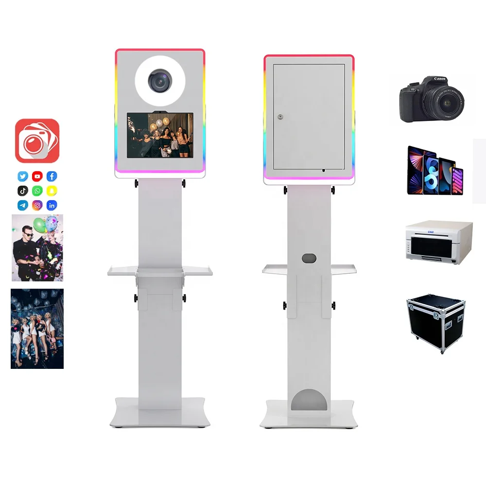 13 Inch DSLR Photobooth with Built-in Flash Printer Shelf