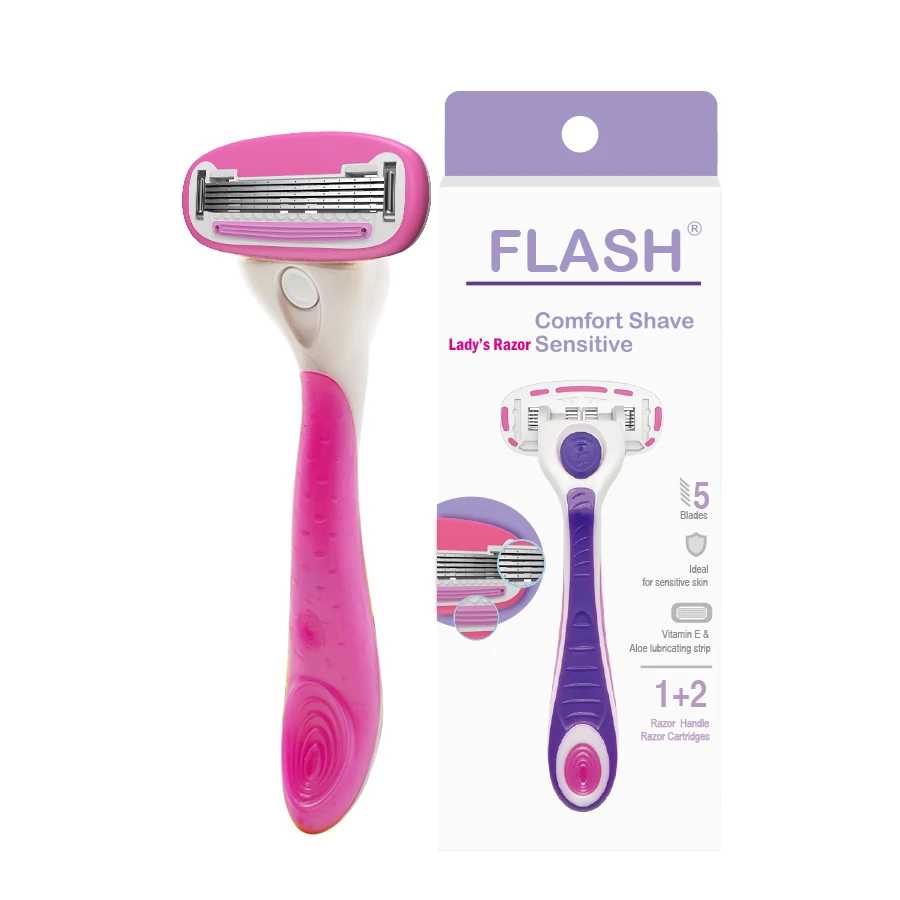 Halo5-  System Razor with Plastic and Rubber  Handle Pivoiting Head 5 Blades for Lady Shaving