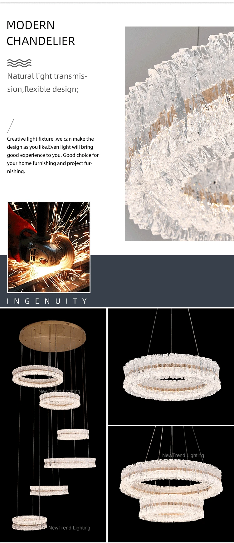 lc9888 modern style indoor decoration pendant light living dining room restaurant home acrylic led ring chandelier-1