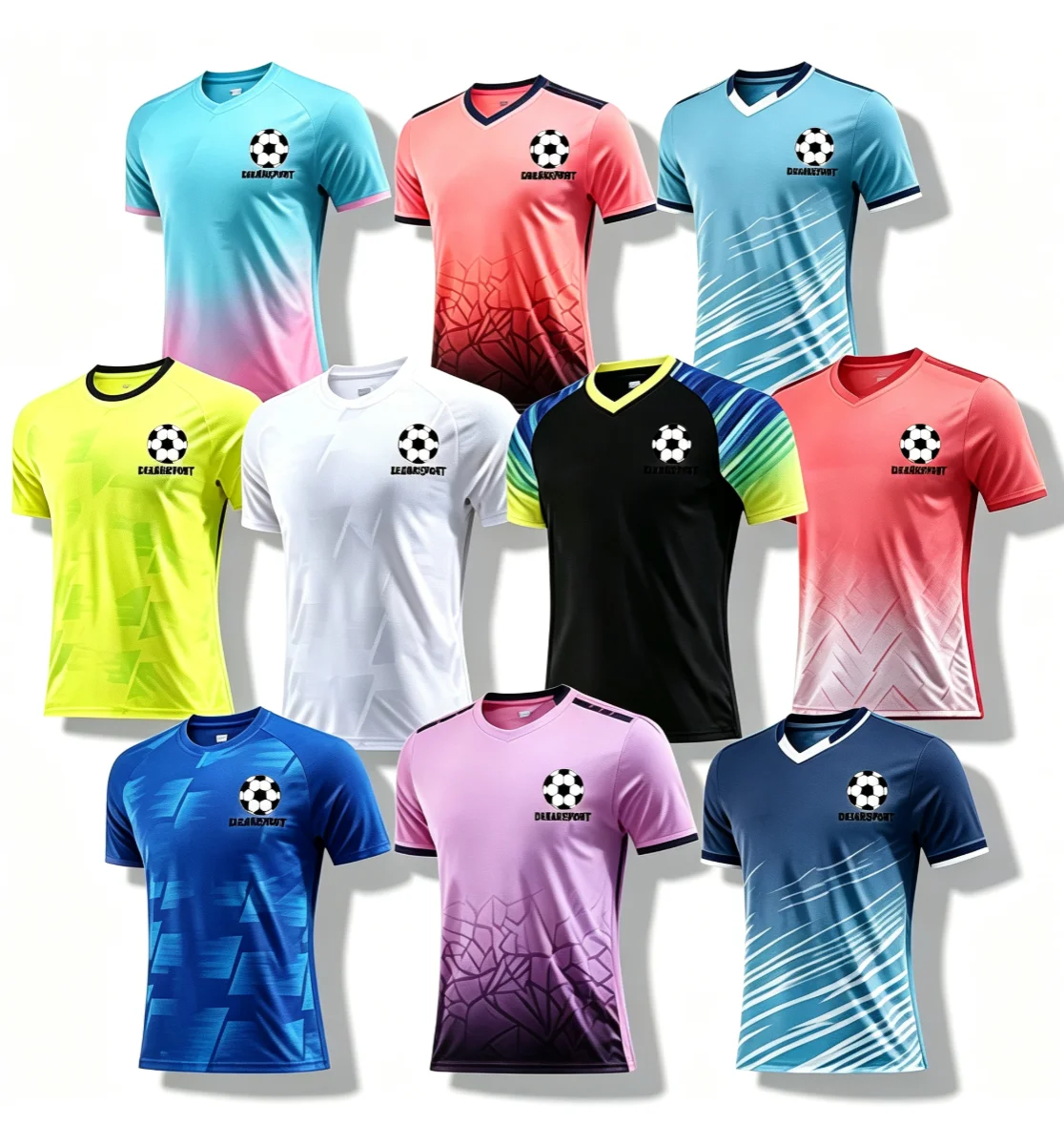 Wholesale Custom Soccer Wear Set Uniforms New Design Men Football Jersey Cheap Quick Dry Polyester Soccer Jerseys Set