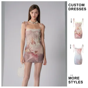 Custom High Quality Dresses Digital Printing Summer Fashion Prom Clothing Women's Casual Backless Hot Sexy Dresses ODM Service