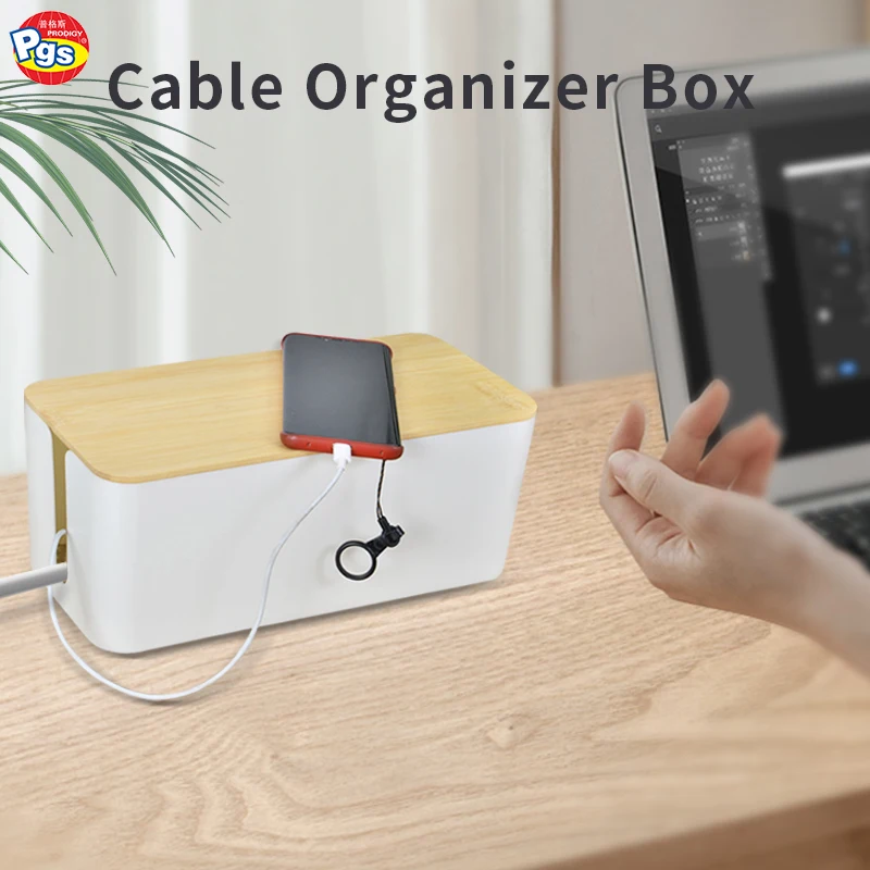 PRODIGY COB01 Kabelbox-Organizer Kabelordner-Box  Bambus-Kabelaufbewahrungsbox