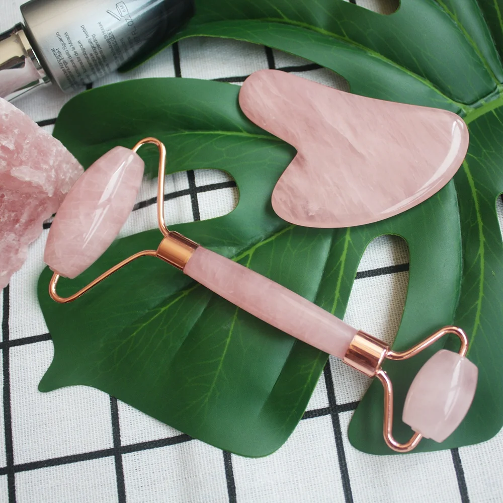 Jade Cuarzo Roller Gua Sha Set Anti-Aging Facial Tools