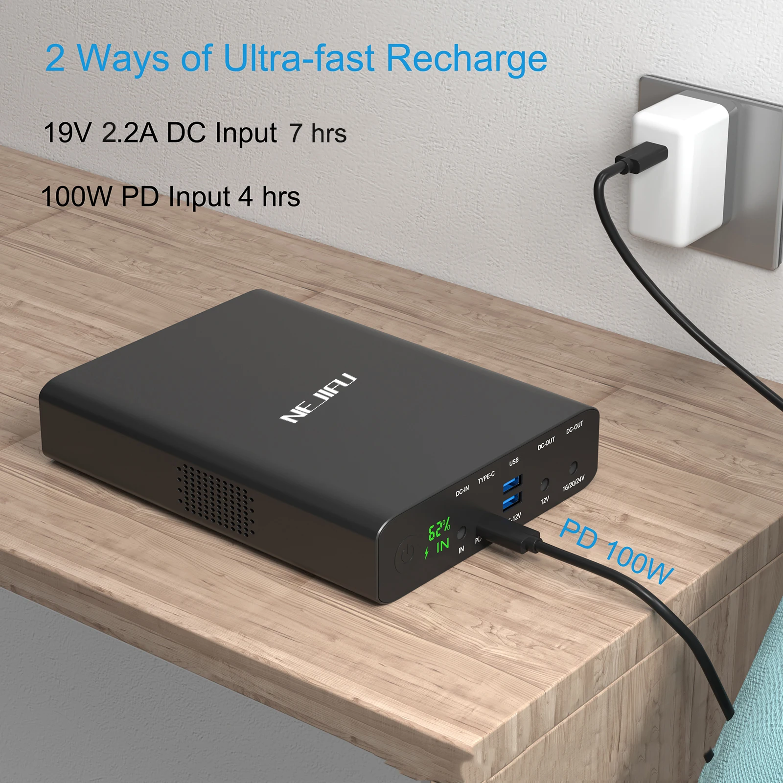 New QC3.0 TYPE-C Power Bank USB C PD 100W Portable Charger Power Bank 64000mah 32000mah