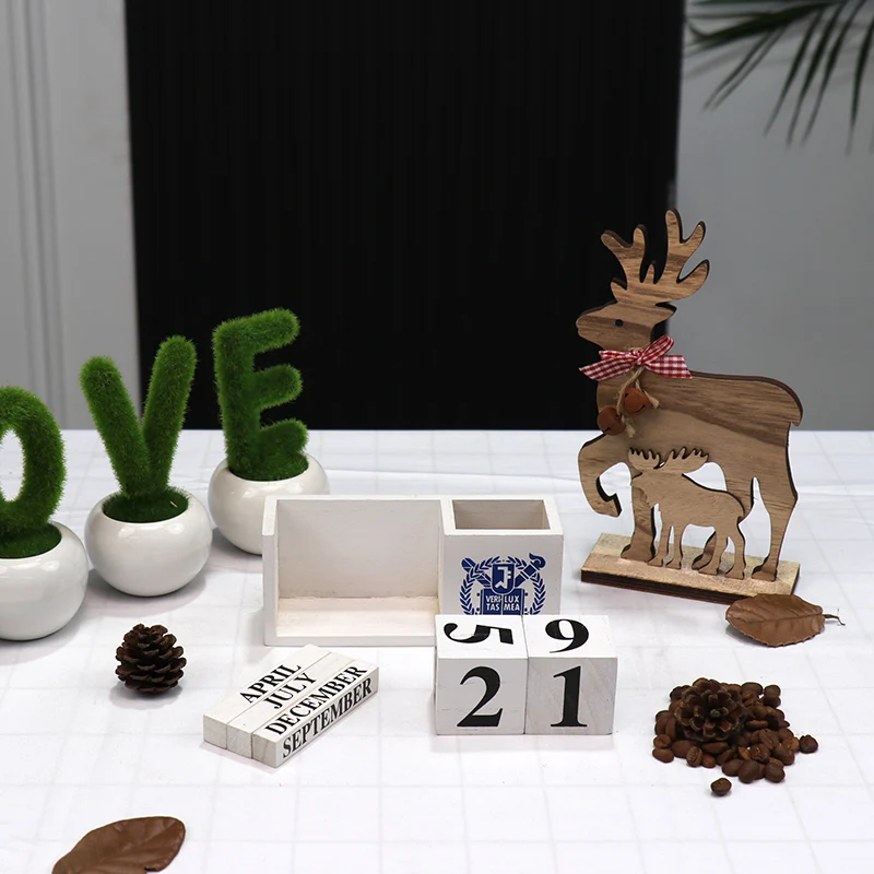 Оптовая продажа, домашний декор, настольный вечный деревянный блок, календарь, деревянный стол, цифровой календарь