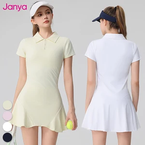 Janya Breathable Activewear Golf Tennis Wear Workout Skirt with Shorts Quick Dry Polo Neck Women Athletic Tennis Dress Outfit