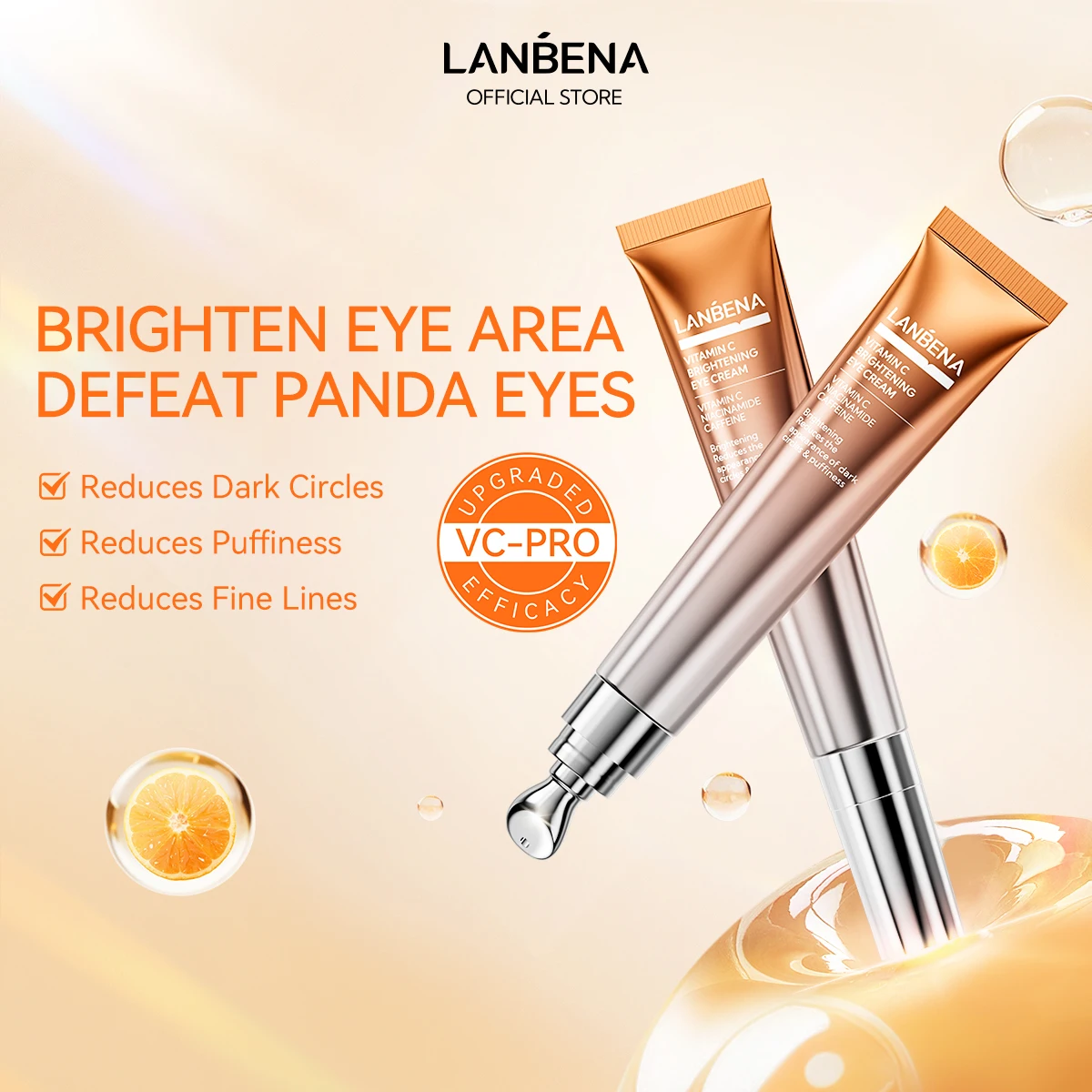 Lanbena Brightening Eye Cream Anti-Wrinkle Vitamin c for Dark Circles Hydrating and Lightweight