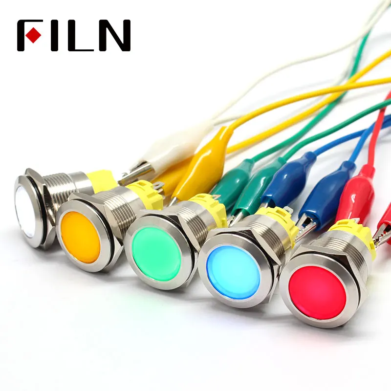 Waterproof IP67 Metal LED Warning Indicator Light Signal Lamp Pilot  Push Button Switch Wire 3V 5V 12V 220v Latching Momentary