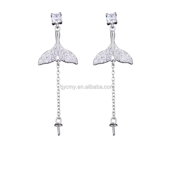 Cubic Zirconia 925 Silver Earrings Base Pearl Jewellery Findings Earings Hook