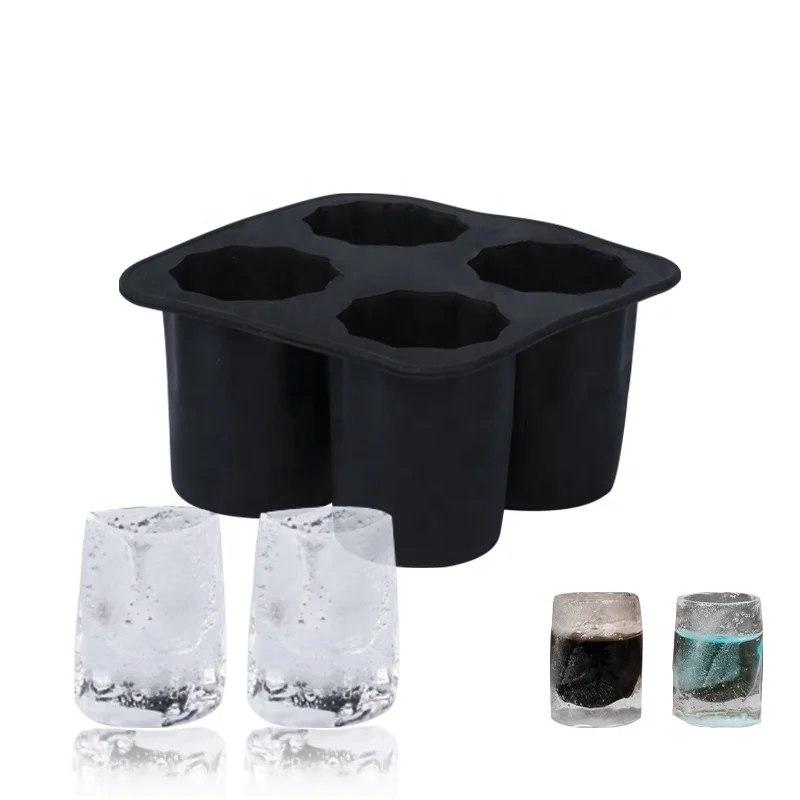 Silicone Ice Cup Mold Shot Glasses Mold With Four Cavities Easy