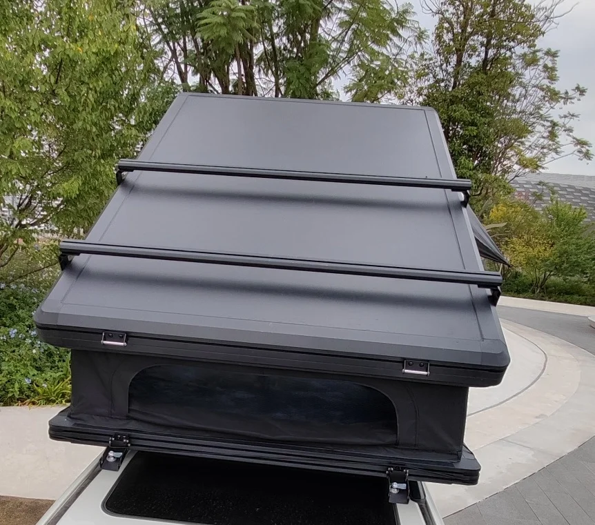 2025 Hydraulic Stainless Steel Rod Aluminum Hard Shell Roof Top Tent for 2-3 Person with 320g Polyester Cotton and Waterproof >3000 mm