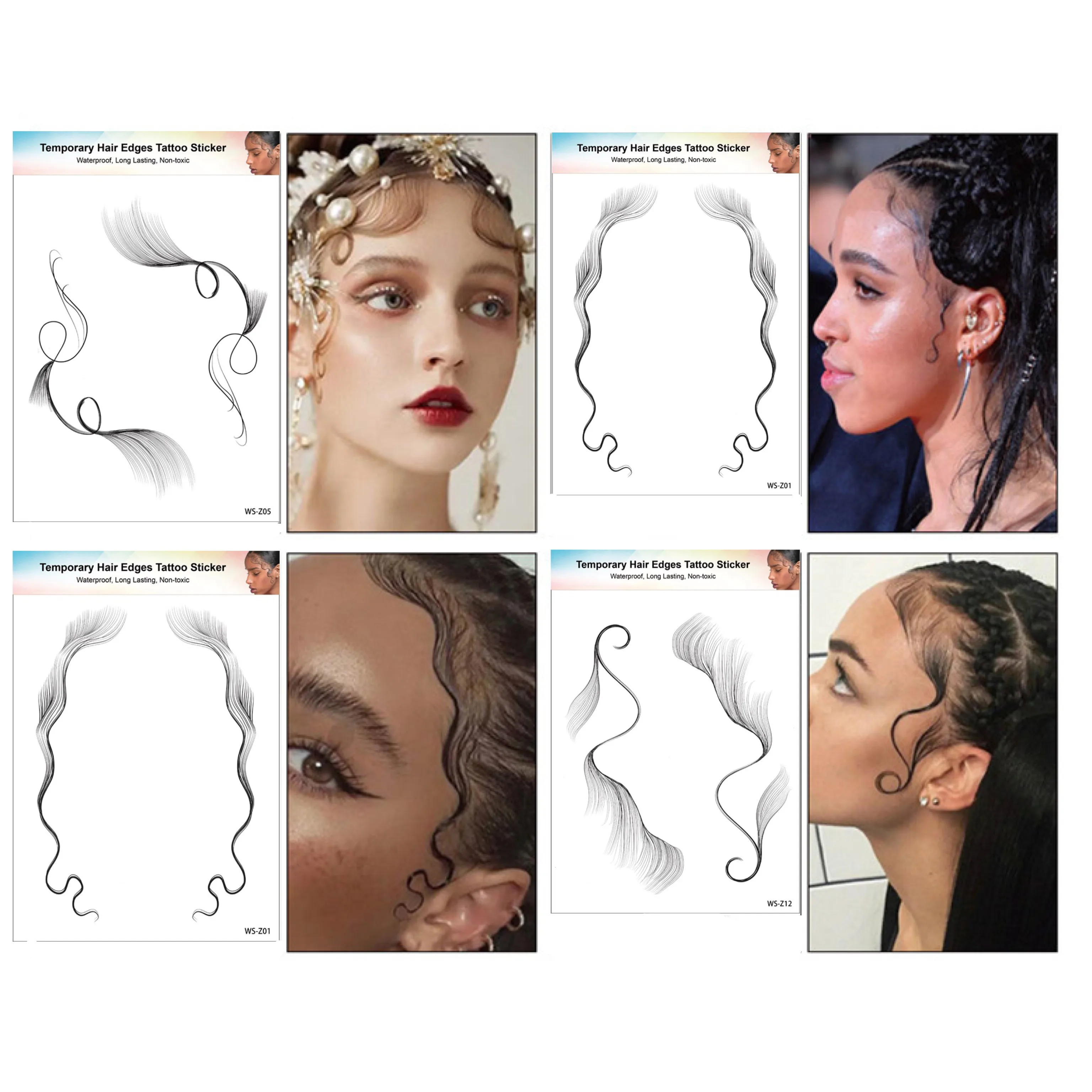 最新婴儿头发纹身边缘防水女性定制临时防水婴儿发纹纹身