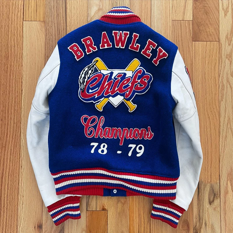 Mens Chenille Embroidery Patch Vintage Letterman Varsity Jackets_voghion.com