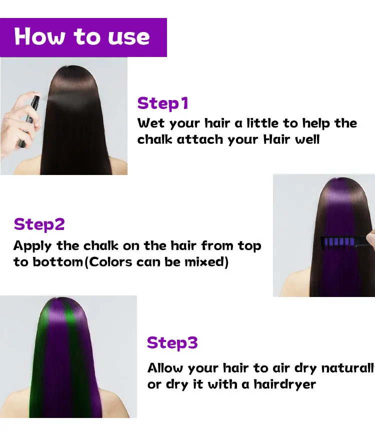 Khy Hot Sale Magic Hair Set 12 Colors Dye For Party Wholesale Brush