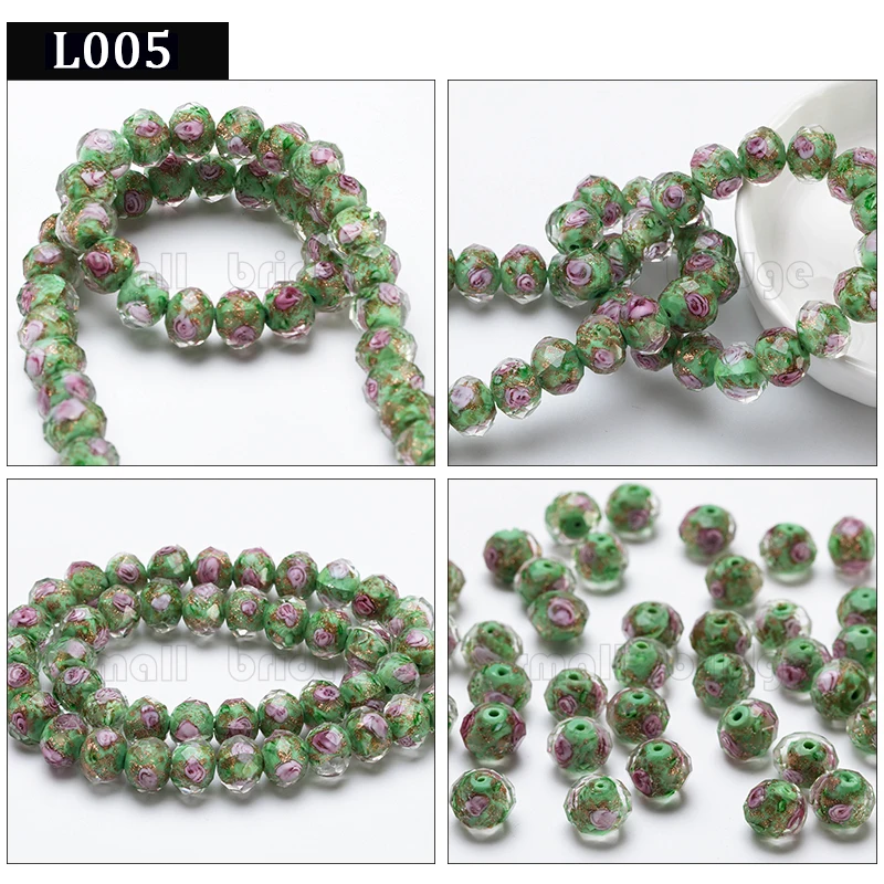 12mm Multicolor Murano Faceted Glass Lampwork Beads for Jewelry Making Diy Beads Flower Transparent Round Beads factory