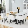 White Wood Rectangular Table + White Chair + Seats 6