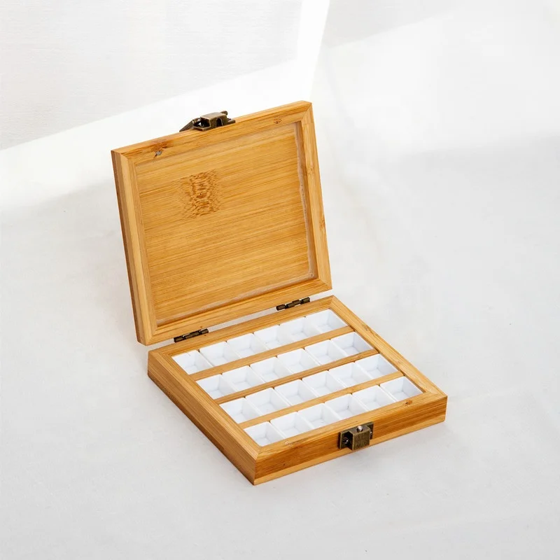 Поставка с завода 36 сеток Бамбуковая палитра акварельных красок поднос 24 решетки деревянный дорожный портативный поддон для рисования художников