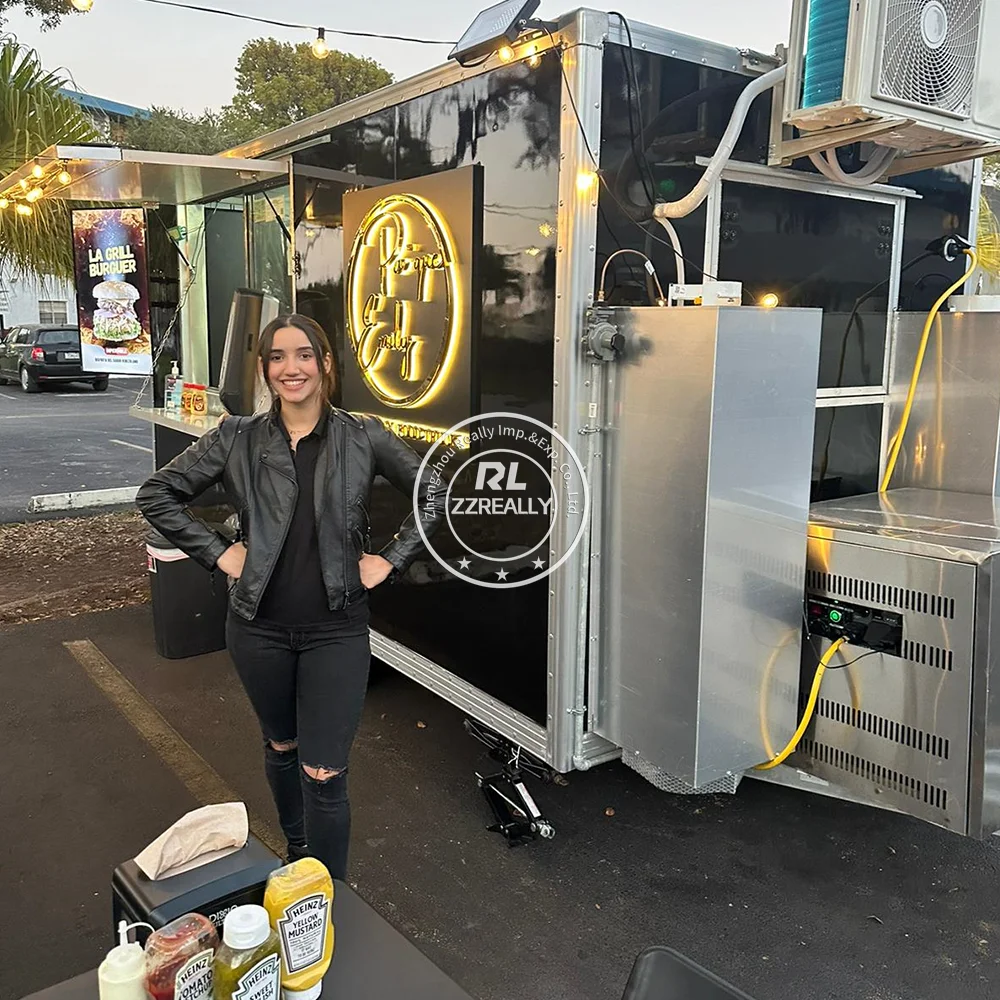 Customized Mobile Food Trailer with Kitchen Equipment Fast Food Truck Cart Europe Ice Cream Vending Van for Sale