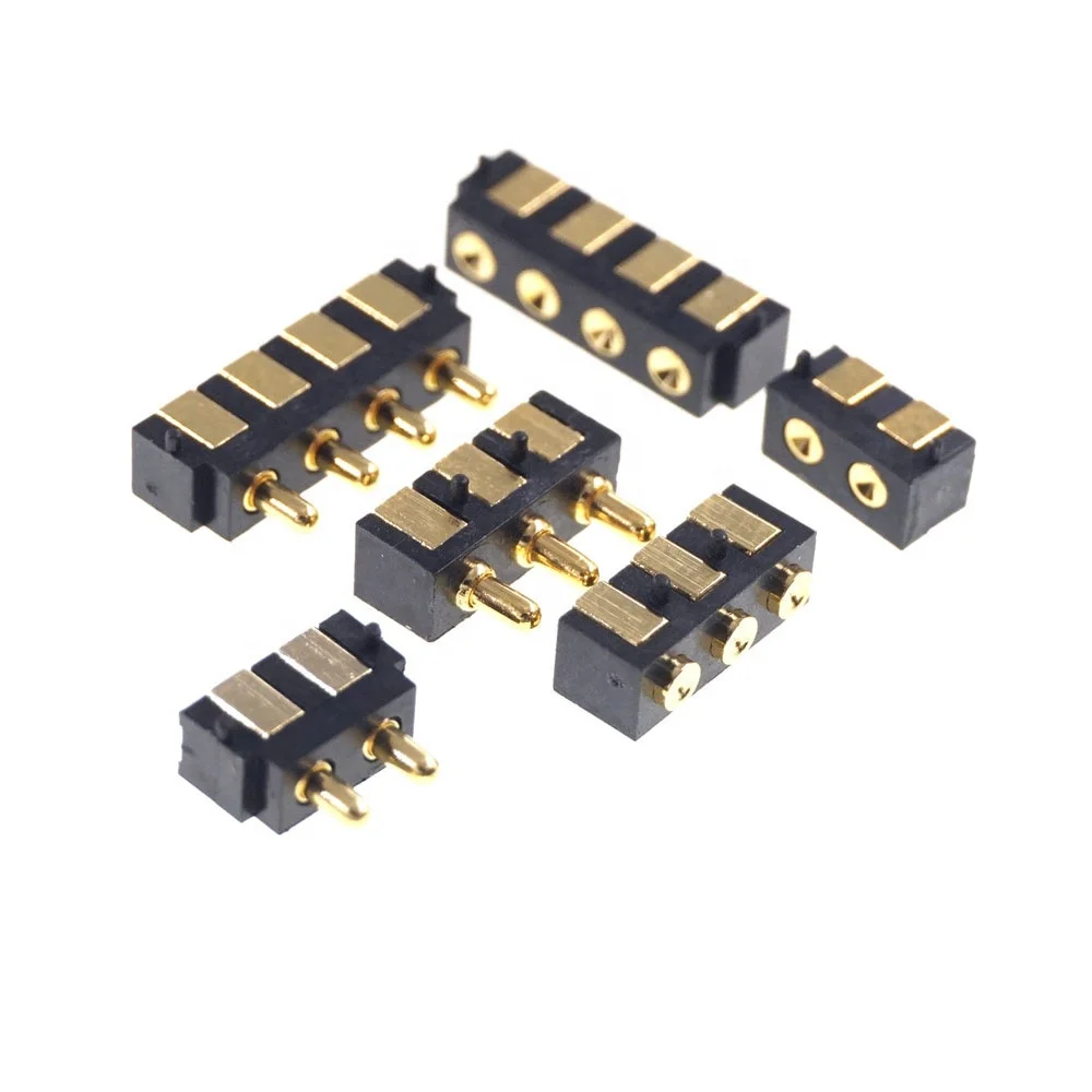 Edge Surface Mount PCB 2.5mm Grid Horizontal Right Angle SMD SMT Spring Loaded Modular 2 3 4 Pin Pogo Pin Connector