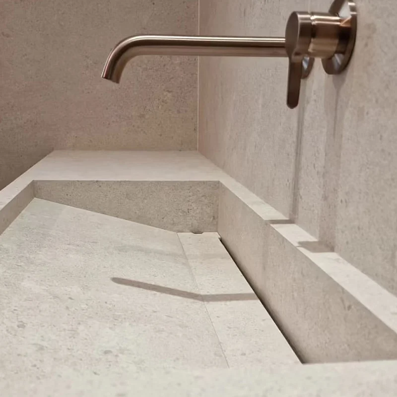 product customize wall mounted sintered stone bathroom sintered stone vanity solid surface seamless basin bathroom cabinet-3