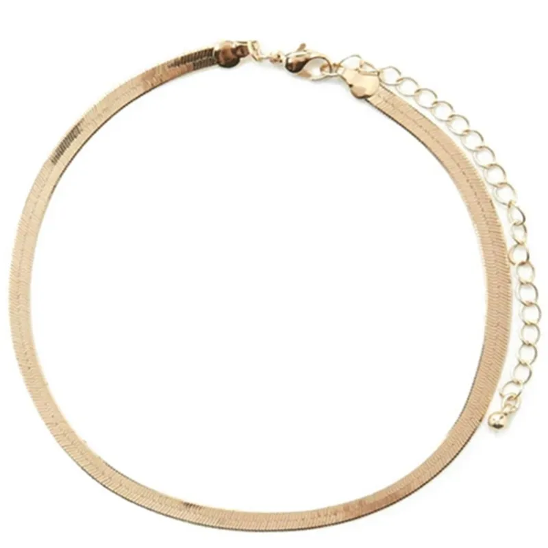 18 Karat Gold Snake Bone Chain Necklace 