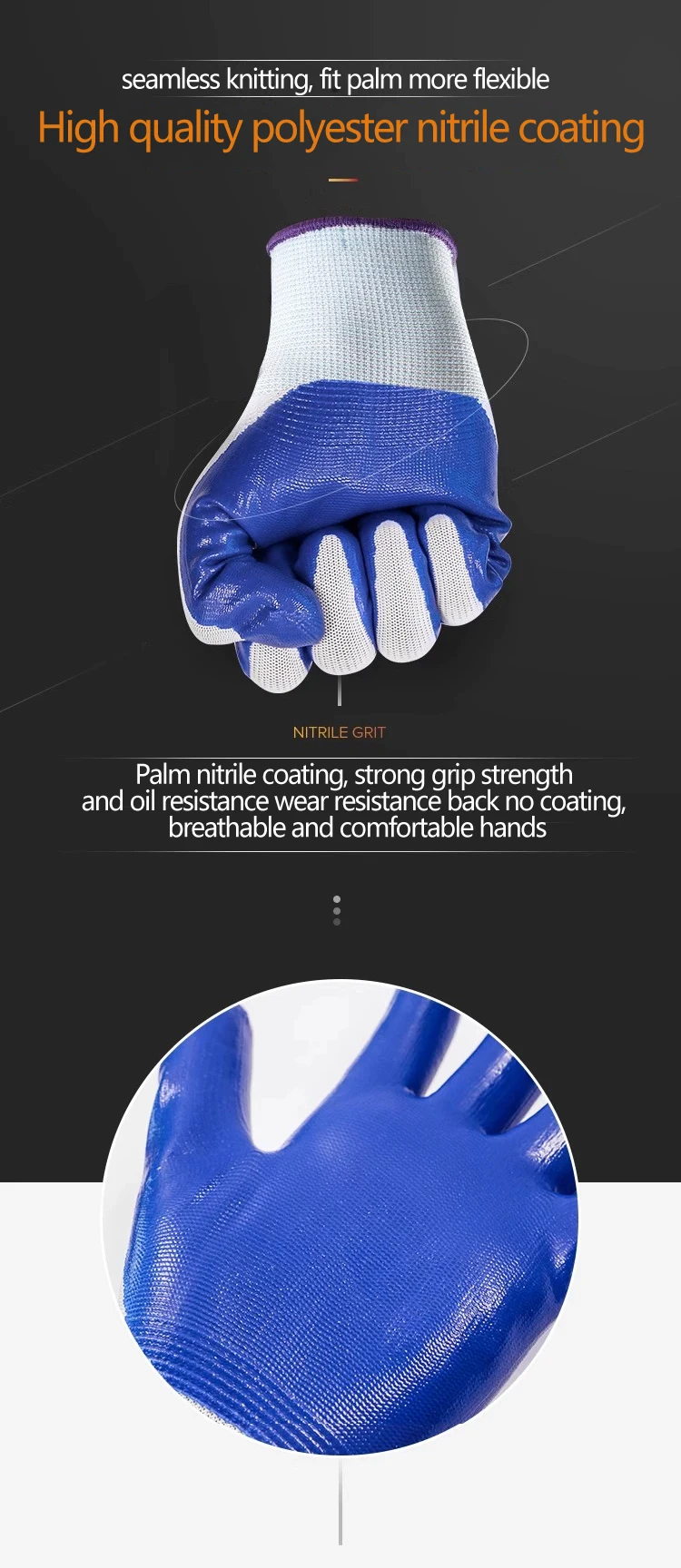 Sunnyhope 13 Gauge Green Nitrile Gloves Palm Dipped Nitrile Smooth