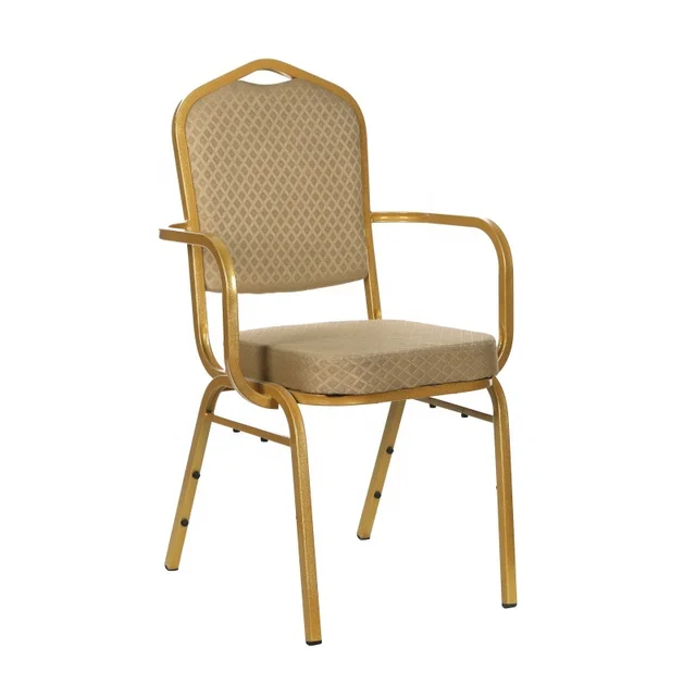 Luxury Design Wholesale Stackable Restaurant Metal Iron Steel Banquet Hotel Chairs With Armrest