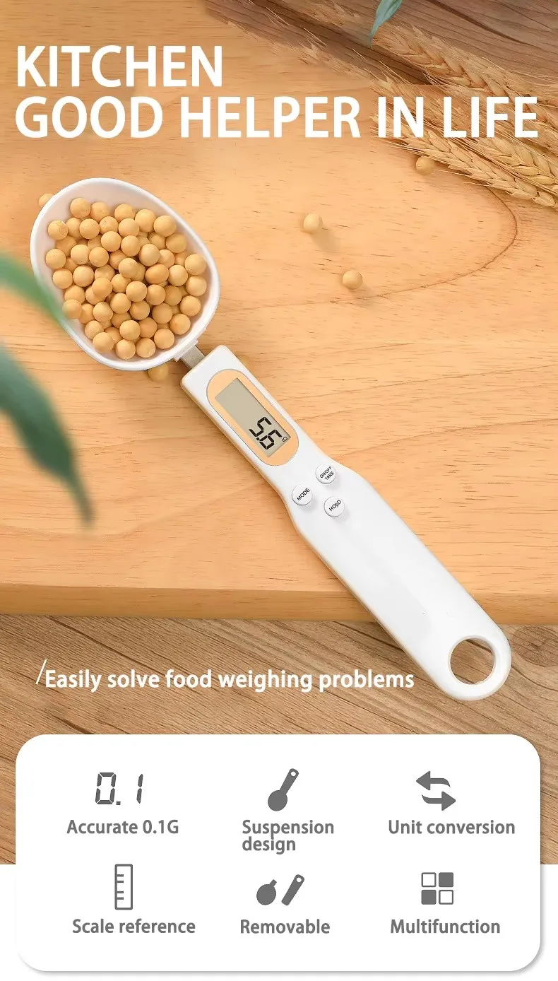 MHK27 500g/0.1g Precise Digital Kitchen Scales LCD Display Electronic Measuring Spoon with Battery Power Made of Durable Plastic