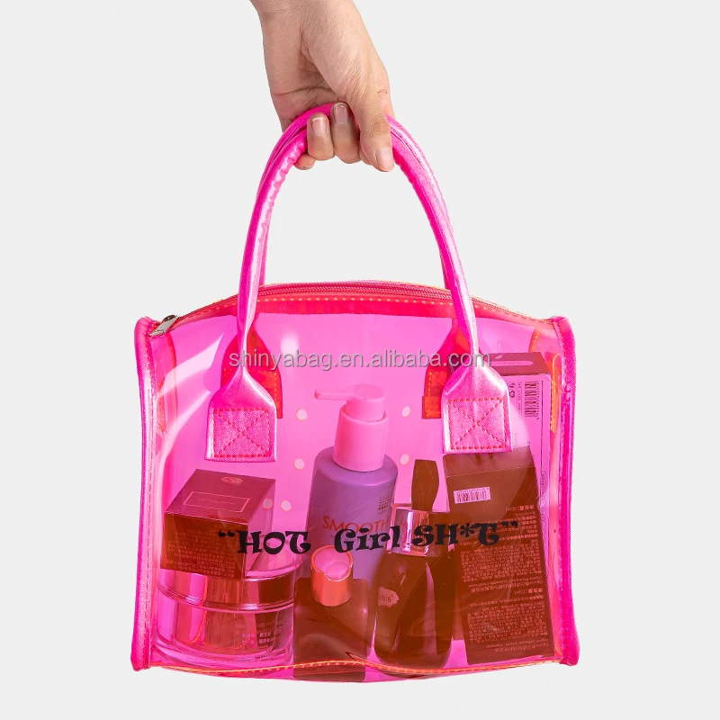 Custom Logo Waterproof Pink Clear Ita Bag Bolsa Fashion Woman Bling Bag Tas 2021 Handbag Spend The Night Sac Femme Tote Bag 2022