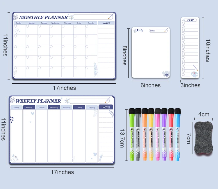 Магнитный сухой стираемый календарь на заказ для холодильника стираемая магнитная доска на холодильник магнитный Еженедельный планировщик белая доска