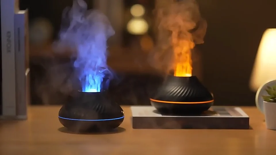 Rgb аромадиффузор с эффектом пламени. Под декоративный огонь увлажнитель. Flame Aroma Diffuser пламя купить.