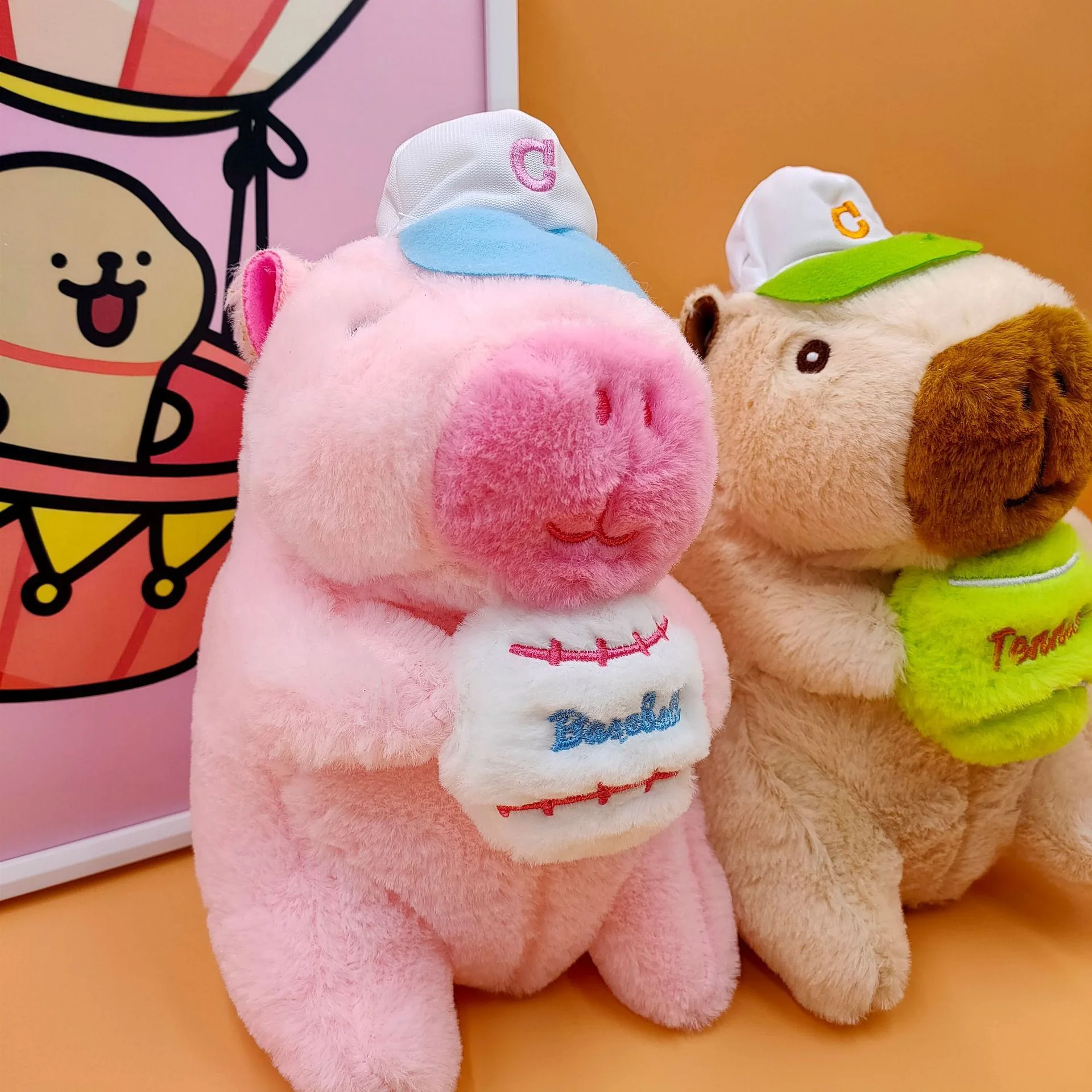 2 Llaveros De Peluche Capybara Rosa – Juguetes Deportivos Con Mochila Desmontable, Colgantes Para Mochila Y Decoración