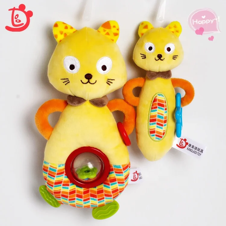 Оптовая продажа, плюшевые Коты, мягкий детский Прорезыватель для зубов для новорожденных, погремушка, детские игрушки, нагрудники и подходящие погремушки
