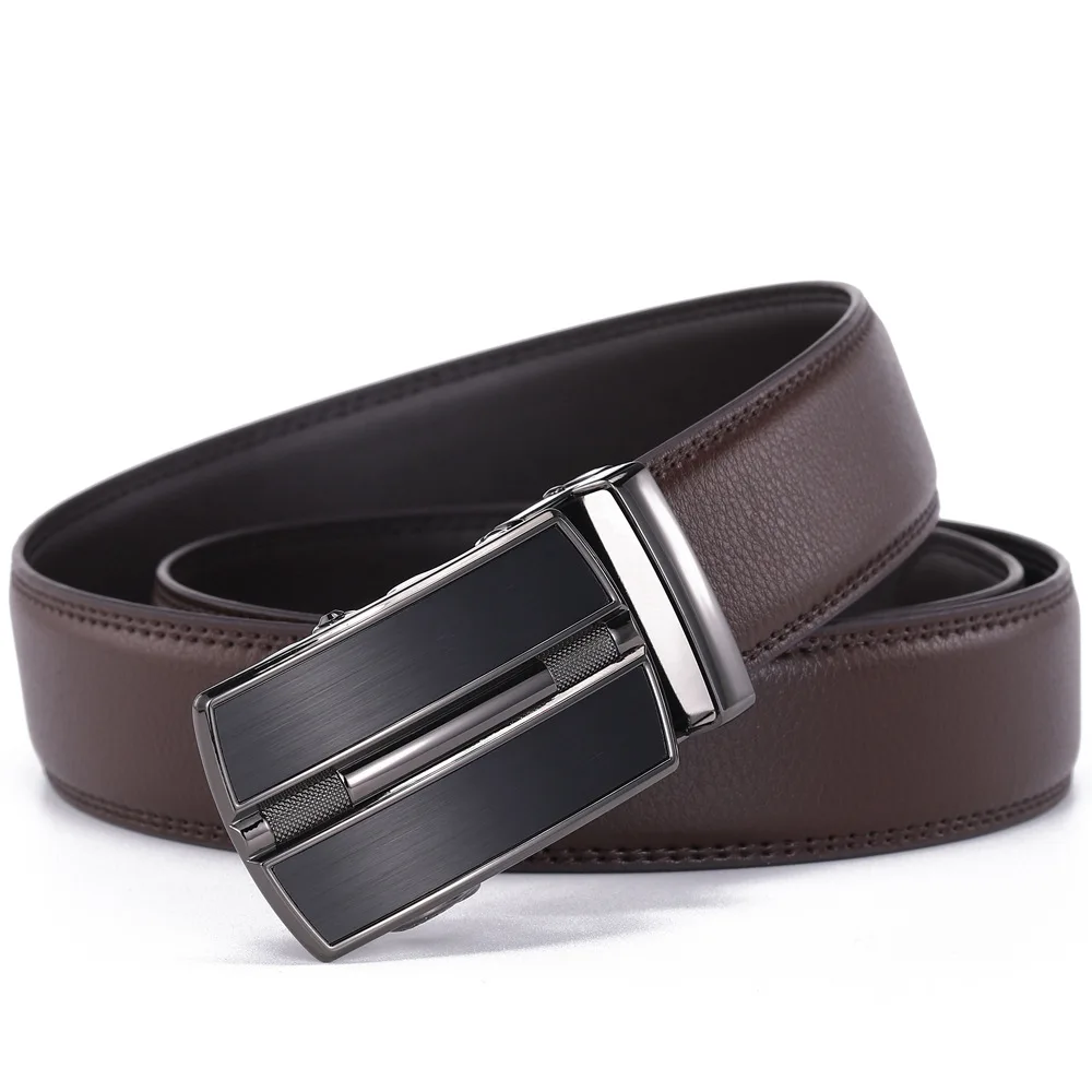 Factory Adjustable Mens Genuine Leather Automatic Buckle Belt Custom Ratchet Belt