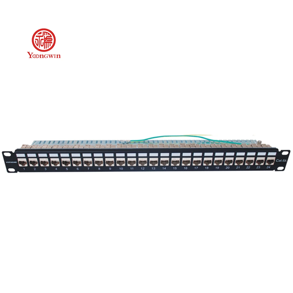 Best Price & Premium Quality 19" 1U 24-port Category 6A Modular Unshielded Patch Panel for Data Center Rack Mount Network Wiring supplier