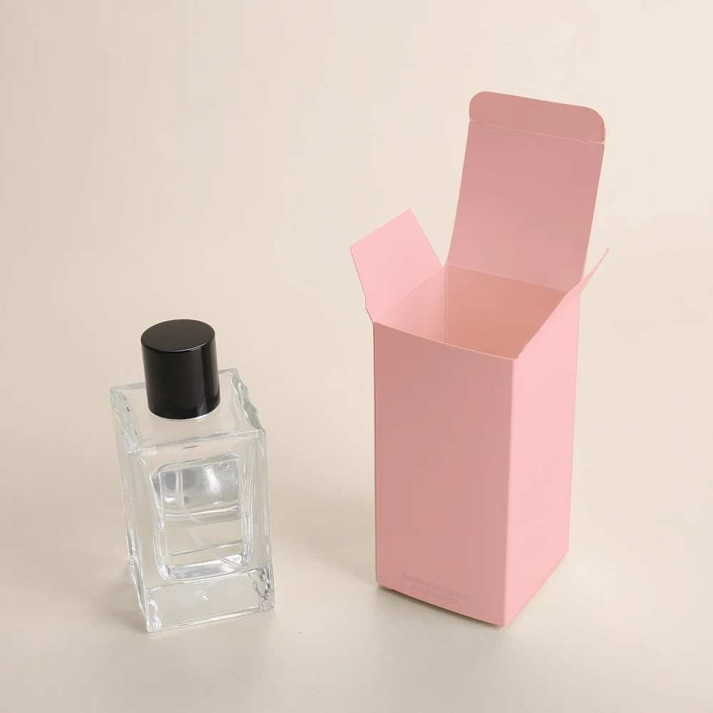 Jinayon Custom Pink Soft White Card Paper Box Folding Perfume Bottle Packaging with Hot Stamping Logo for Cosmetics