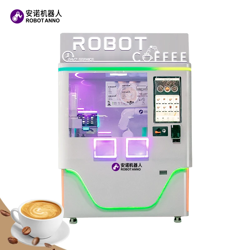 RobotAnno Best Price Coffee Robot Barista Vending Machine Automatic Robotic Ice Coffee Kiosk with Touch Screen