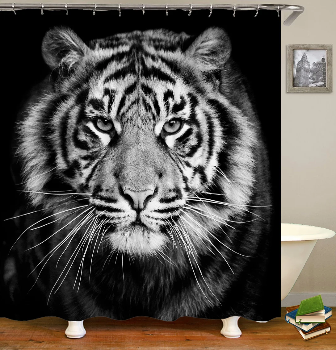 Details about   Animals Dog Lion Extra Long Art Decor Shower Curtain Waterproof Polyester Fabric 