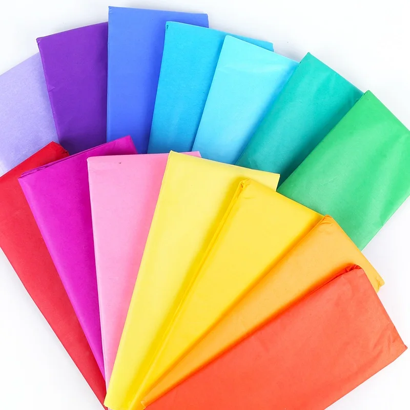 Wholesale 14/17 GSM Colorful Moisture Proof Gift Wrapping Tissue Paper Uncoated Screen Printing Compatible Hot Selling by Color