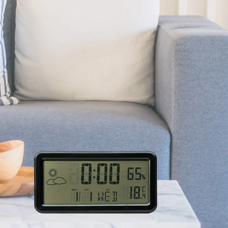 Factory Simple Desktop Table Electronic Digital LCD Desk Weather Station Alarm Clock Snooze Temperature Humidity