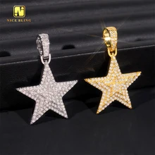 Fine Double Pentagram Design Custom Iced Out Hip Hop Moissanite Jewelry Pendant 925 Silver VVS Moissanite Diamond Charm Pendant