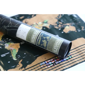 High Quality Black Gold Travel Hard Paper World Scratch Off Map Best Quality World Gold Scratch Off Map Of The World