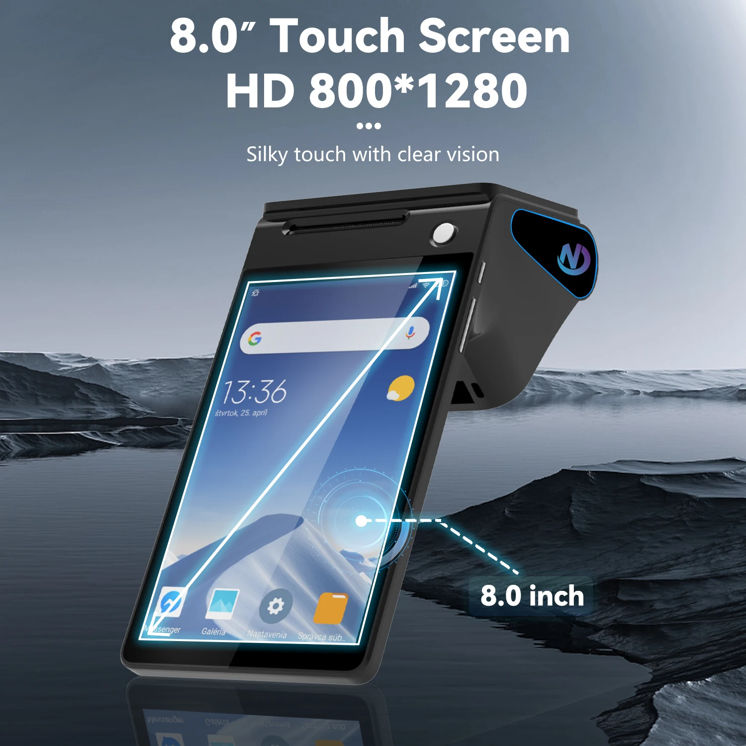 8 Inch Android 14 Wifi Terminal Android Pos Restaurant Online Order Printing Machine for Food Delivery
