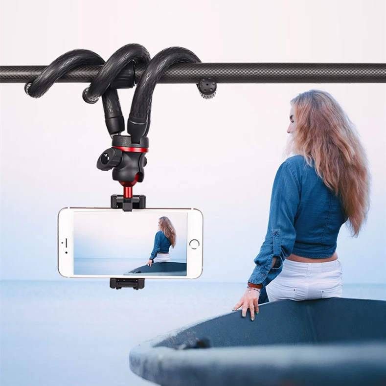 Flexible Phone Tripod with Universal Clip and Cold Shoe Mount Bendable Small Desk Tripod Stand Holder Compatible with iPhone .jpg