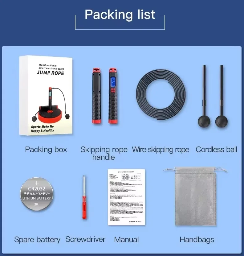 odm customized electronic fitness smart jump rope digital speed counter adjustable cordless skipping rope-21