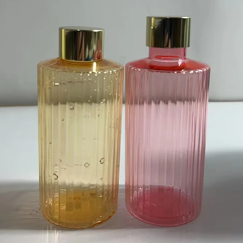 200ml 250ml 500ml  800ml Straight Shoulder Striped Shampoo Shower Gel Bottle Clear Colorful Lotion Bottle Conditioner Bottle