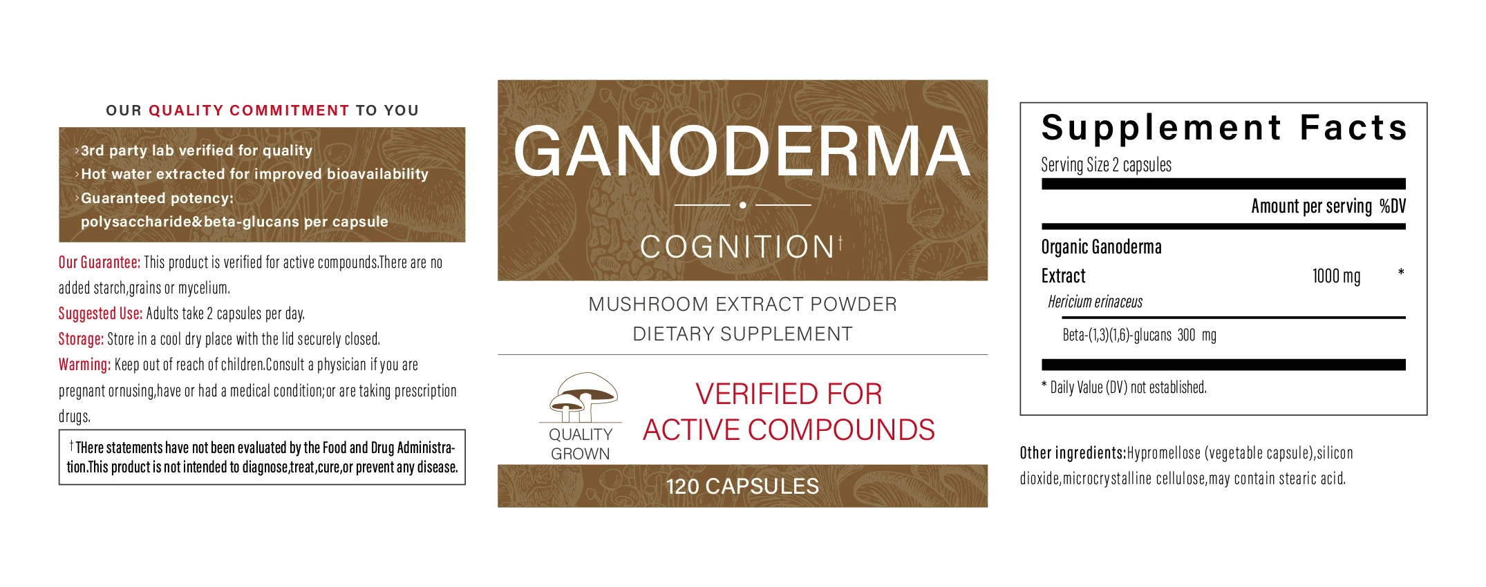 Faitury OEM Ganoderma Lucidum Extract Reishi Mushroom Extract Ganoderma Capsules Reishi Mushroom Capsules