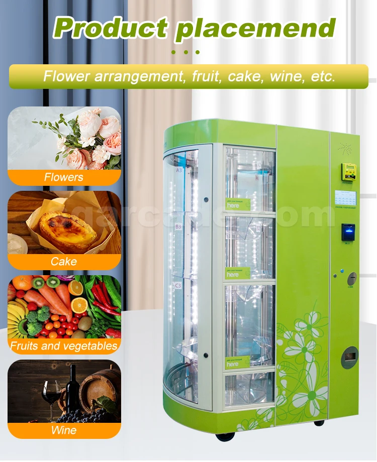 New Fresh Flower Vending Machine With Coin Operant Cash Pay High